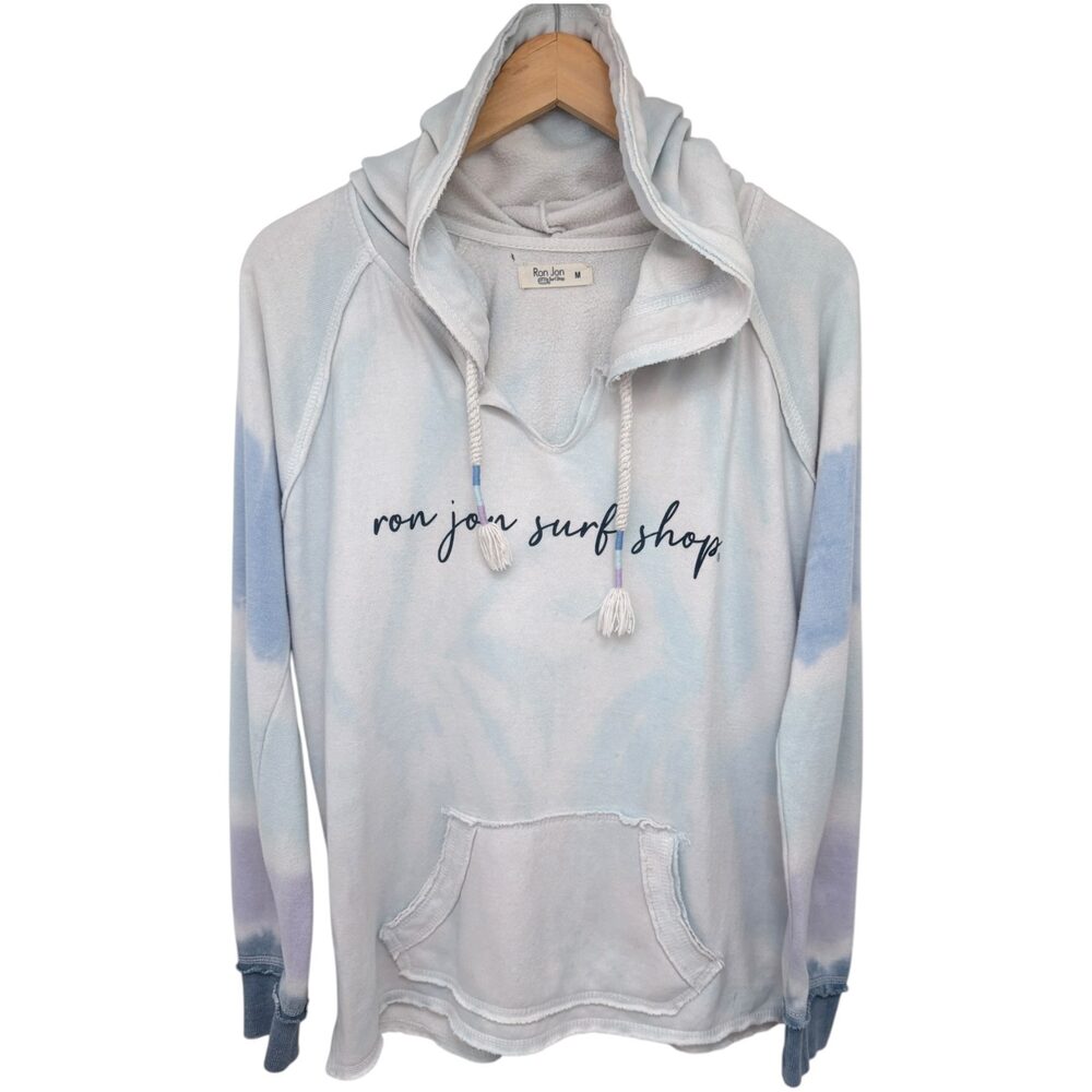 Ron Jon Hoodie Women's M White Pastel Tie Dye Blue Purple